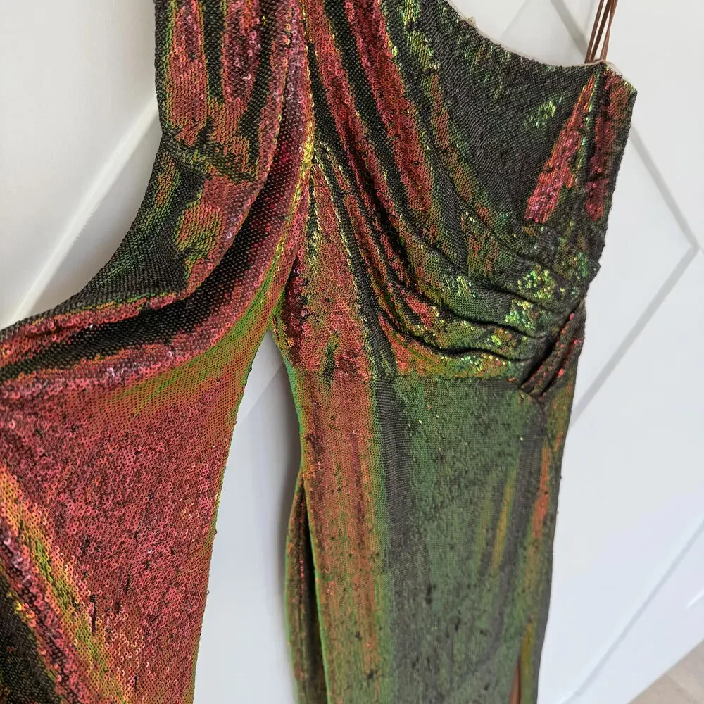 Theia One-Shoulder Sequin Evening Gown Mermaid Dress Size 6